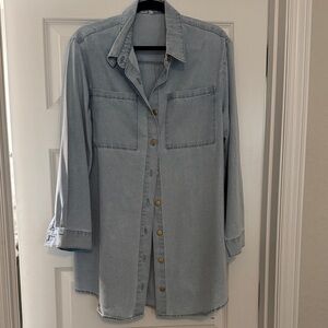Light Wash Denim Button-Up Shirt